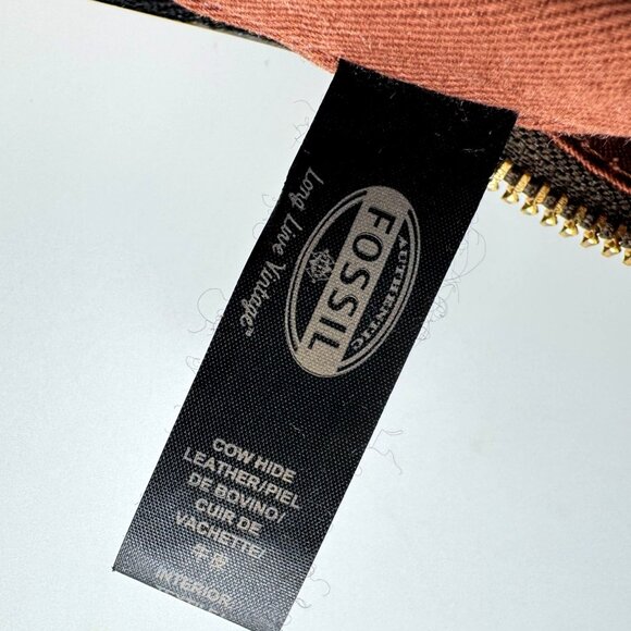 Fossil Light Brown Pebbled Leather Front Zipper Pockets Crossbody Bag Vtg - Picture 9 of 12